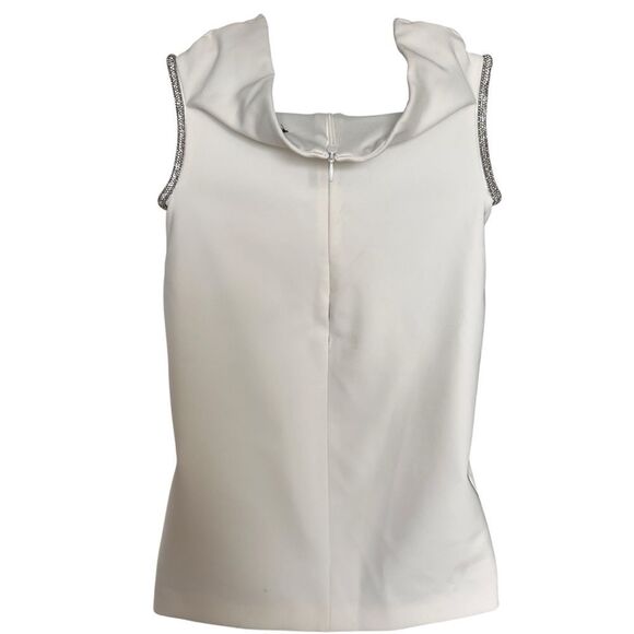 Zara Off-White Sleeveless Top with Beaded Armholes Size M - Picture 4 of 8